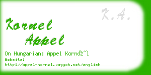 kornel appel business card